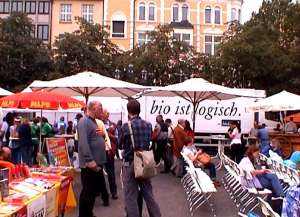 Bio ist logisch (bio is logic) painted on our 18 tons truck/ fridge 