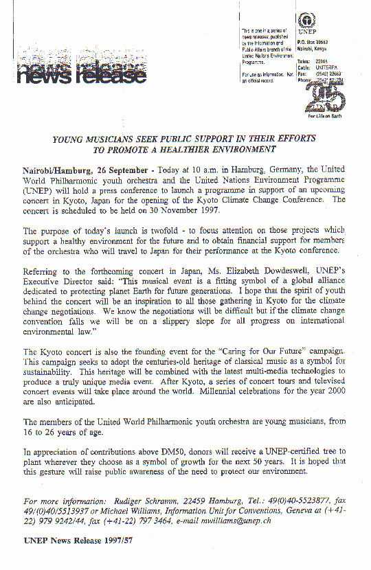 Unep News release